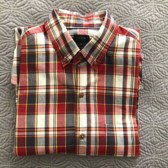 J. Crew Red, Blue, & Cream Plaid Shirt, Medium - Picture 8 of 8
